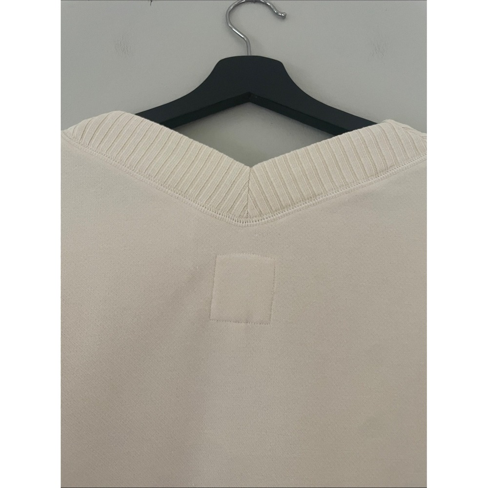 Aerie Oversized V-Neck Mixed Texture Sweatshirt Cream Medium - Picture 7 of 10